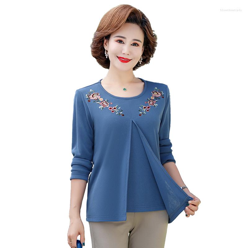 Women's T Shirts Fake Two Pieces Women Long Sleeve T-shirt Tops Flower Embroidery Korean Female Tee Femme Spring Autumn Clothing Pullover, Blue
Women's T Shirts Fake Two Pieces Women Long Sleeve T-shirt Tops Flower Embroidery Korean Female Tee Femme Spring Autumn Clothing Pullover, Blue