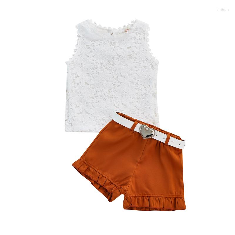 Clothing Sets 3Pcs Little Girls Outfit Toddlers Sweet Style Flower Pattern Round Collar Sleeveless Lace Tops Flouncing Shorts Belt, Picture shown
Clothing Sets 3Pcs Little Girls Outfit Toddlers Sweet Style Flower Pattern Round Collar Sleeveless Lace Tops Flouncing Shorts Belt, Picture shown