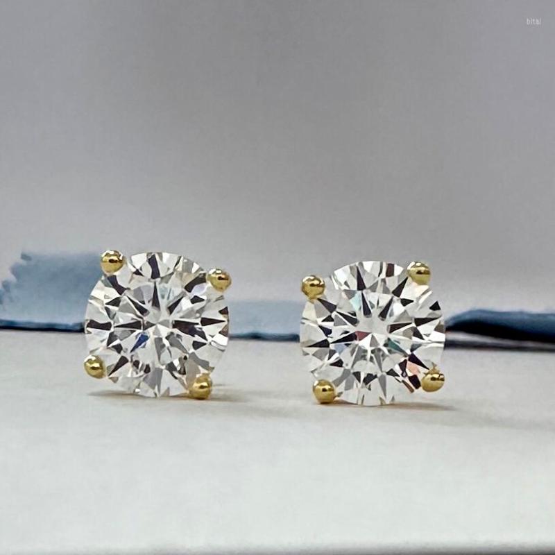 Stud Earrings Moissanite For Women 925 Sterling Silver Plated 18K Gold Fashion Wedding Lab Created Diamond Gift Jewelry