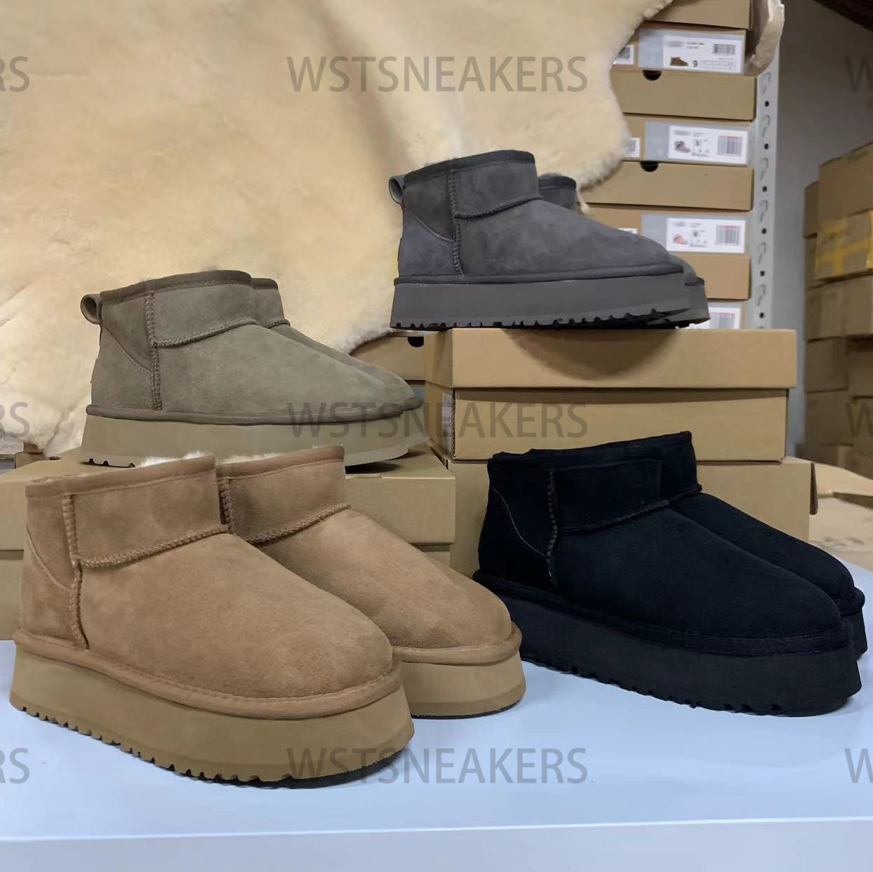 Classic Ultra Mini Thick Platform boots Snow tsman Slipper Girls Tazz Slippers Matte Fur Suede Sheepskin Wool Blend Comfort Fall Designer Ankle Santa Booties, Color 6
Classic Ultra Mini Thick Platform boots Snow tsman Slipper Girls Tazz Slippers Matte Fur Suede Sheepskin Wool Blend Comfort Fall Designer Ankle Santa Booties, Color 6
