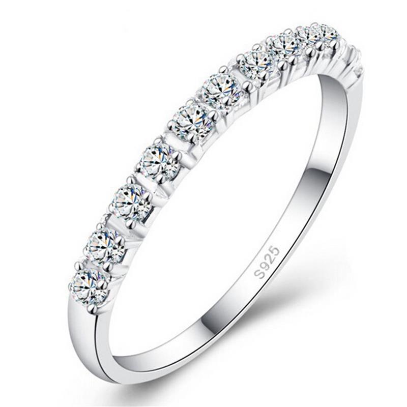 S925 Wedding mix size Solitaire Ring Round CZ Plated Simulated Eternity Ring Bands New Jewelry for Women Bague Anillos