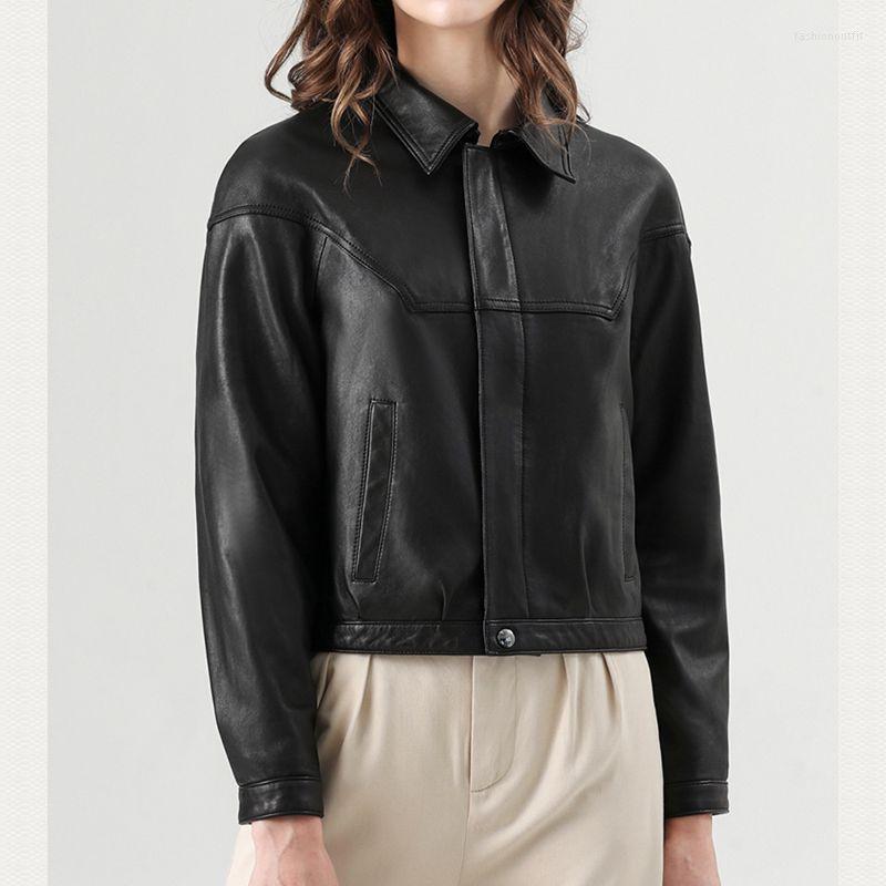 Women' Leather Woman Coats Natural Sheepskin Fashion Female Jackets Long Sleeves Real Short Overcoat, Black
Women' Leather Woman Coats Natural Sheepskin Fashion Female Jackets Long Sleeves Real Short Overcoat, Black