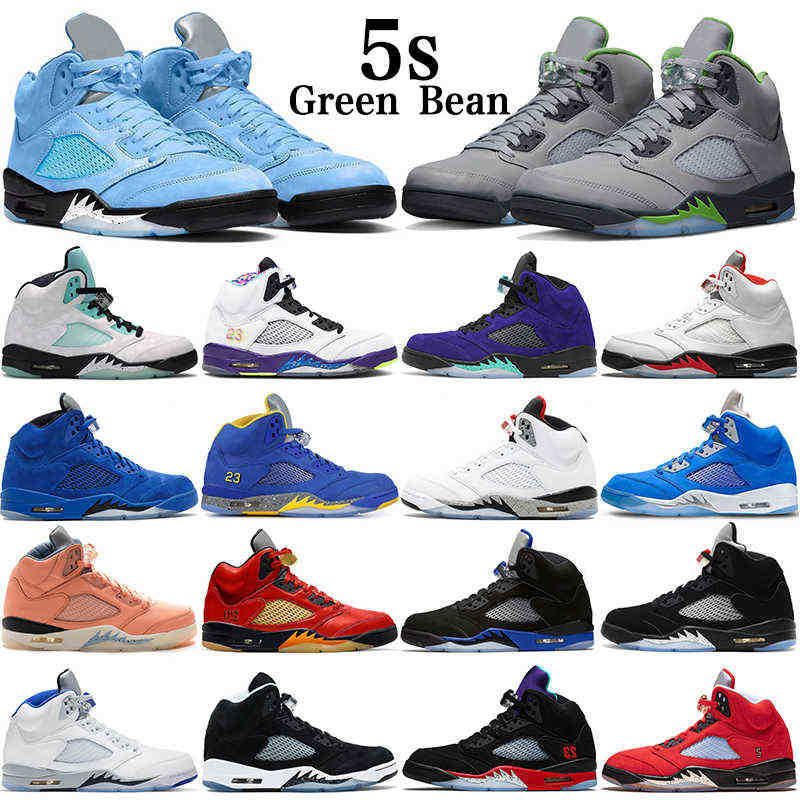 Shoes air jorden 5s 5 Racer Blue Bluebird Oreo Raging Bull What The Fire Red Concord Green Bean Jade Horizon Mens Outdoor sneakers