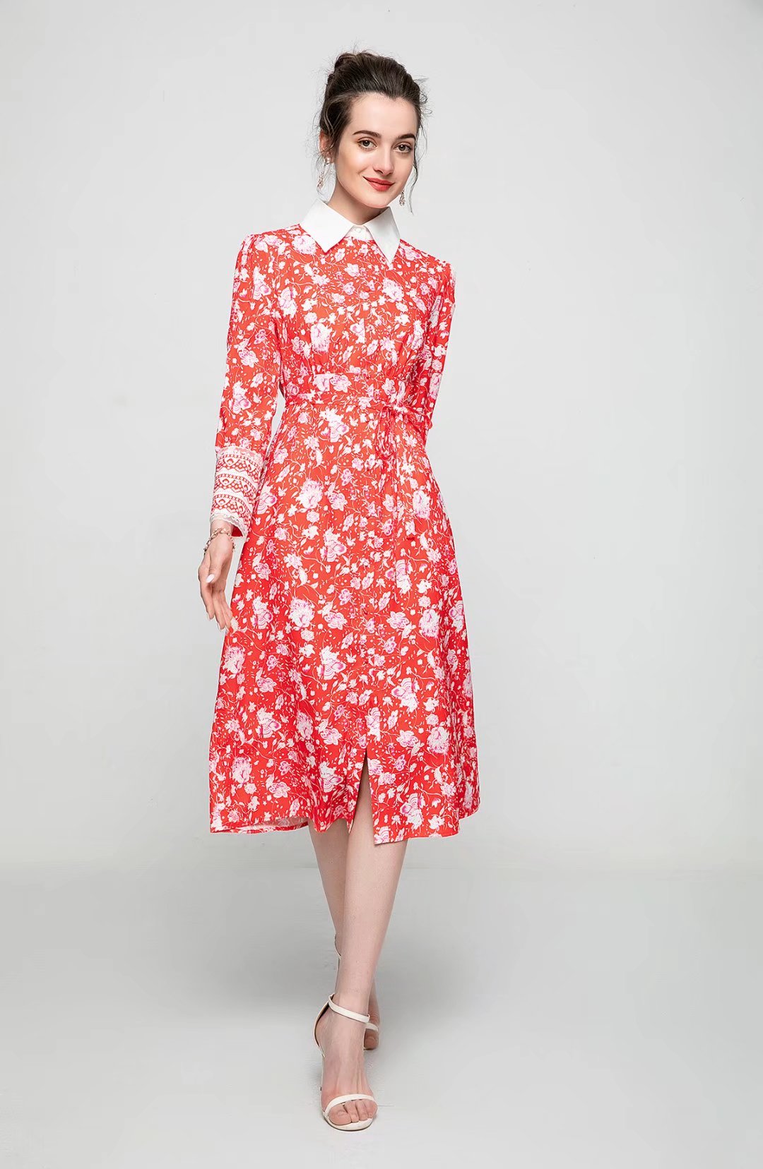Street Style Dresses European Station Spring/Summer 2022 New Red Chip Printing Lady Elegant Lapel Waist Collection Mid length Dress Women
Street Style Dresses European Station Spring/Summer 2022 New Red Chip Printing Lady Elegant Lapel Waist Collection Mid length Dress Women