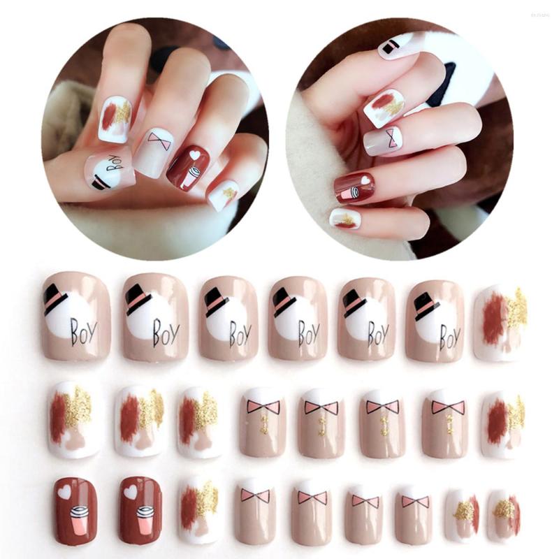 False Nails 24 Pcs Kids Press On Fake With Cute Carton Designs Short Kawaii Bow Hat Nail Tips Girls Artificial Faux Ongles, L 1
False Nails 24 Pcs Kids Press On Fake With Cute Carton Designs Short Kawaii Bow Hat Nail Tips Girls Artificial Faux Ongles, L 1