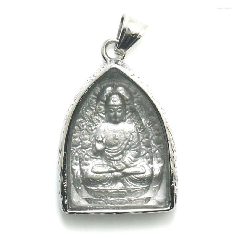 Pendant Necklaces Unisex 316L Stainless Steel Silver Color Buddha Protect