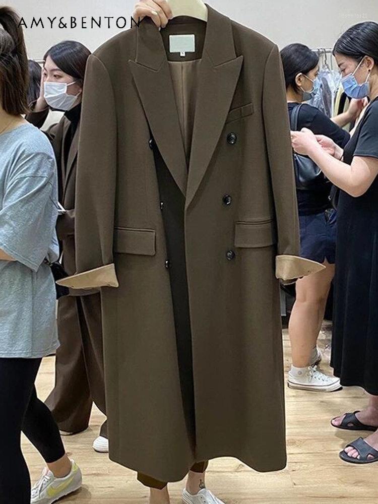 Women' Suits Women' Long Suit Jacket Autumn Loose Leisure All-Matching Double Breasted For Ladies Solid Color Trench Coat, Brown
Women' Suits Women' Long Suit Jacket Autumn Loose Leisure All-Matching Double Breasted For Ladies Solid Color Trench Coat, Brown