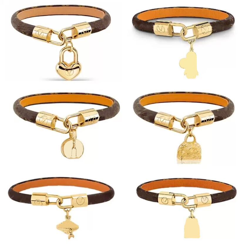 Classic Women Coffee Leather Bracelet with Multi-style Pendants Bracelets for Women 18K Gold Plated Stainless steel Letter Bangle Jewelry Gifts
Classic Women Coffee Leather Bracelet with Multi-style Pendants Bracelets for Women 18K Gold Plated Stainless steel Letter Bangle Jewelry Gifts
