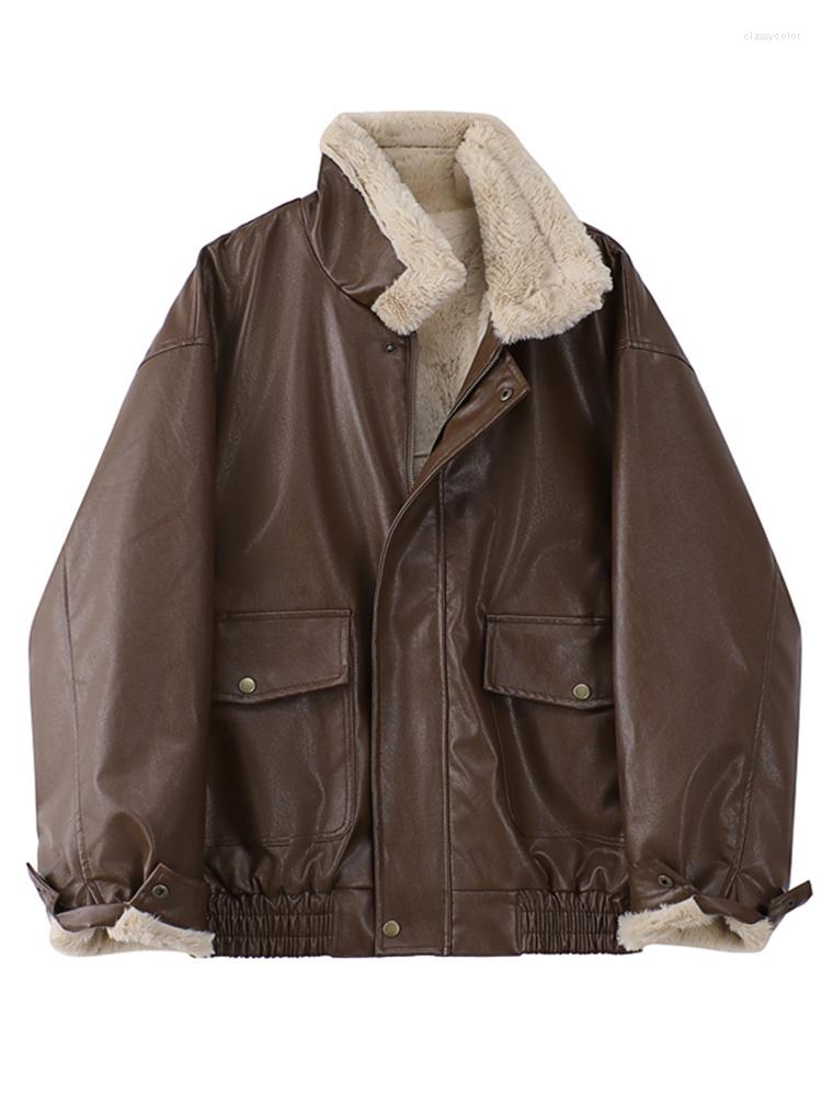 Women's Leather Winter 2022 Women's Fur Jacket Long Sleeved Loose Warm Lamb Wool Vintage Thickened Lapel Female PU Motorcycle Coat DF026, Brown
Women's Leather Winter 2022 Women's Fur Jacket Long Sleeved Loose Warm Lamb Wool Vintage Thickened Lapel Female PU Motorcycle Coat DF026, Brown