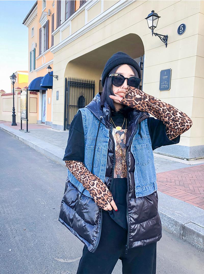 Women's Vests 2022 Women Winter Sleeveless Coats Korean-Style Cotton Casual Vest Fashion Denim Stitching Hooded Loose Jacket Puffer, Photo color
Women's Vests 2022 Women Winter Sleeveless Coats Korean-Style Cotton Casual Vest Fashion Denim Stitching Hooded Loose Jacket Puffer, Photo color