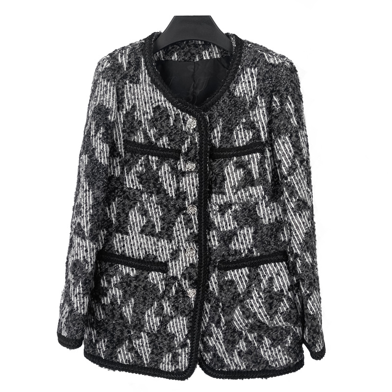 2022 Autumn Black Contrast Color Contrast Trim Tweed Jacket Long Sleeve Round Neck Pockets Single-Breasted Wool Jackets Coat Short Outwear A2N086362, Multi
2022 Autumn Black Contrast Color Contrast Trim Tweed Jacket Long Sleeve Round Neck Pockets Single-Breasted Wool Jackets Coat Short Outwear A2N086362, Multi