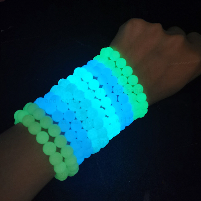 

Glow In The Dark Beaded Strand Bracelets Luminous Stone Multi Color Fluorescent Bracelet Cuff for Women Men Fashion Jewelry