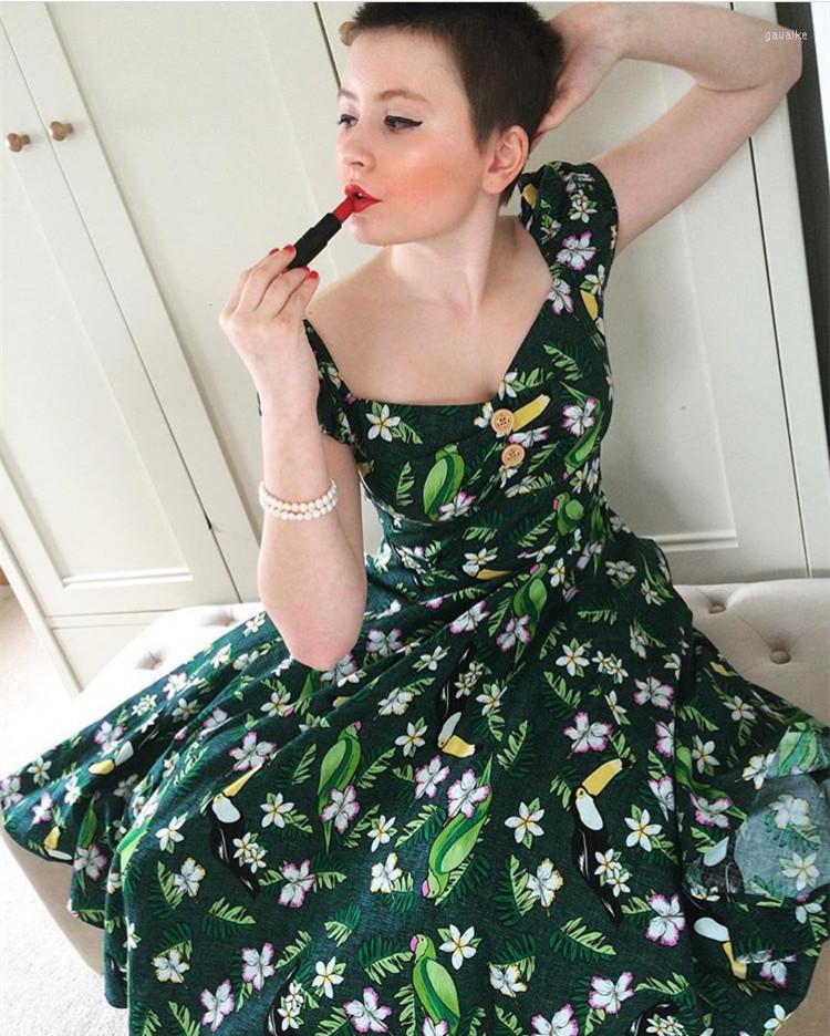 Party Dresses 30- Summer Women Vintage 50s Tropical Bird Sweetheart Neckline Swing Dolores Dress In Green Rockabilly Pinup Vestido Plus Size, As show
Party Dresses 30- Summer Women Vintage 50s Tropical Bird Sweetheart Neckline Swing Dolores Dress In Green Rockabilly Pinup Vestido Plus Size, As show