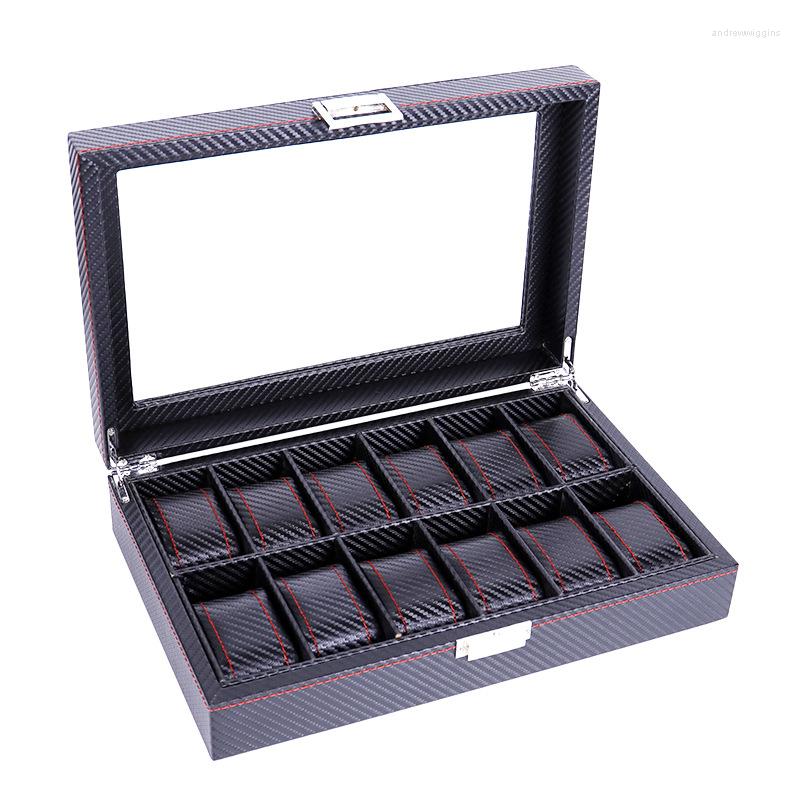 Watch Boxes 12 Slots Luxury Fashion Men Home Black Color Carbon Fiber Box Top Quality Storage For Watches 0907-32 
Watch Boxes 12 Slots Luxury Fashion Men Home Black Color Carbon Fiber Box Top Quality Storage For Watches 0907-32