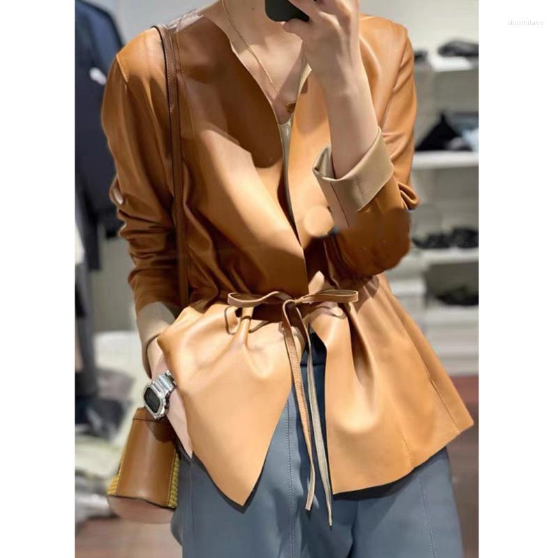Women' Leather Genuine Coat Women' Cardigan Small Round Neck Sheepskin Short Jacket Loose Belt, Black
Women' Leather Genuine Coat Women' Cardigan Small Round Neck Sheepskin Short Jacket Loose Belt, Black