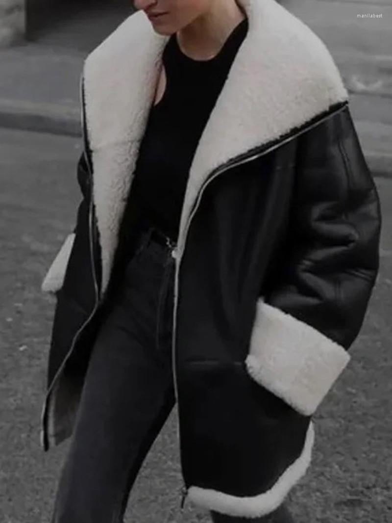 Women's Fur Faux Women Coat Autumn Winter 2022 Warm Turn-Down Collar Zipper 2 Colors Outerwear Ladies Loose Jacket, Black
Women's Fur Faux Women Coat Autumn Winter 2022 Warm Turn-Down Collar Zipper 2 Colors Outerwear Ladies Loose Jacket, Black