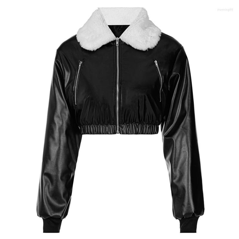 Women' Leather Womens Zip Up Faux Cropped Moto Jacket Long Sleeve Plush Lapel Casual Loose Short Outerwear Coat With Pockets, Picture shown
Women' Leather Womens Zip Up Faux Cropped Moto Jacket Long Sleeve Plush Lapel Casual Loose Short Outerwear Coat With Pockets, Picture shown