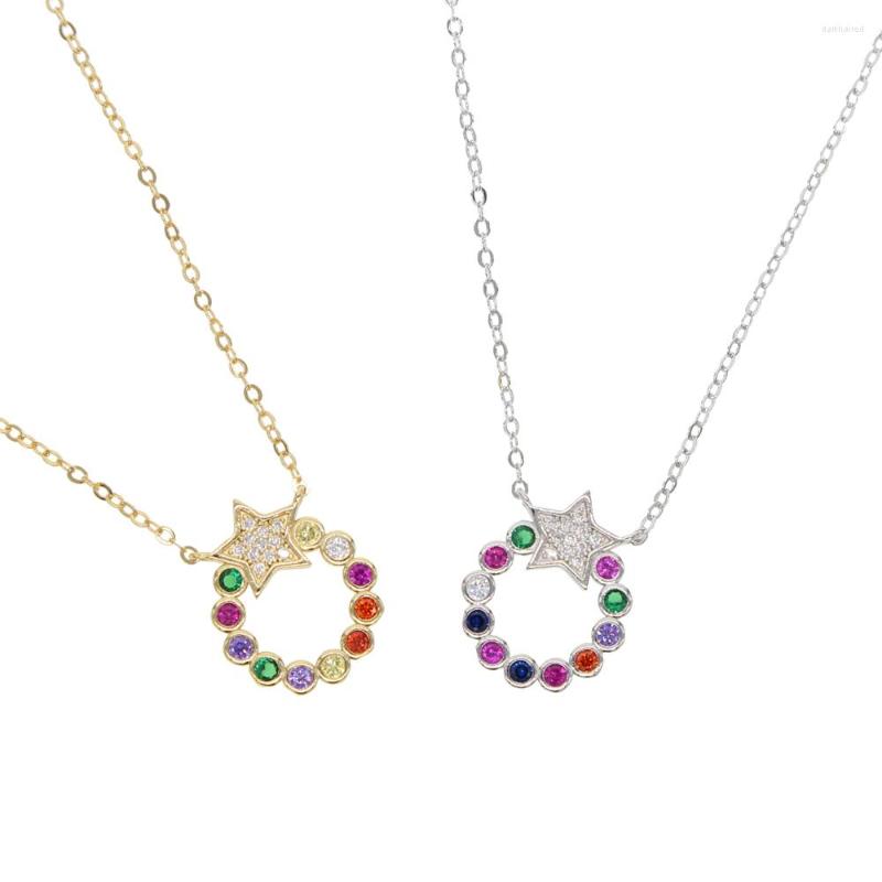 Chains Gold Silver Color Rainbow Cz Star Round Pendant Necklace Multicolored Paved Five Girl Birthday Gift
Chains Gold Silver Color Rainbow Cz Star Round Pendant Necklace Multicolored Paved Five Girl Birthday Gift