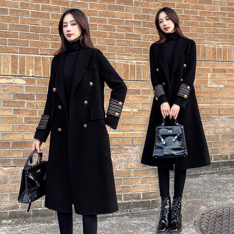 Women's Wool Blends Black en Coat Female Mid-length Autumn Winter Jacket Temperament Wind en Cloth Overcoat B 221114
Women's Wool Blends Black en Coat Female Mid-length Autumn Winter Jacket Temperament Wind en Cloth Overcoat B 221114
