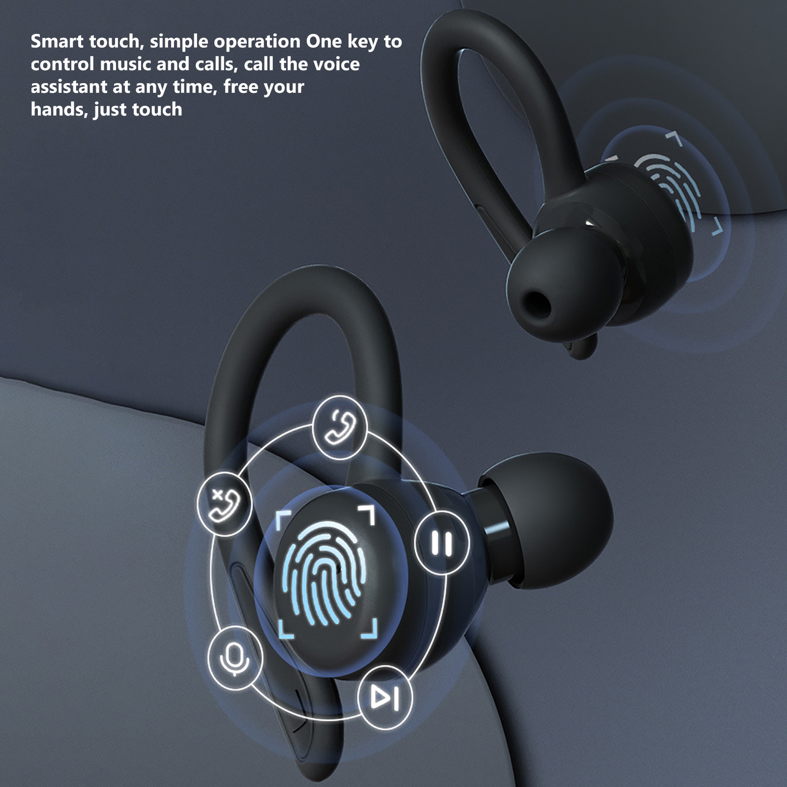 Cell Phone Earphones In Ear Wireless Earbuds Over Ear Buds With Earhooks Earbud Sports Headset IPX6 Waterproof Smart Touch Control Noise 221114