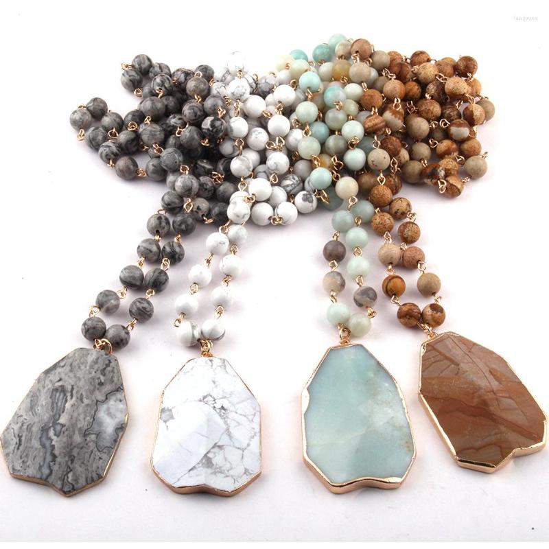 Pendant Necklaces Fashion Bohemian Tribal Jewelry Natural Stone Rosary Chain Matching For Women Ethnic Neck
Pendant Necklaces Fashion Bohemian Tribal Jewelry Natural Stone Rosary Chain Matching For Women Ethnic Neck