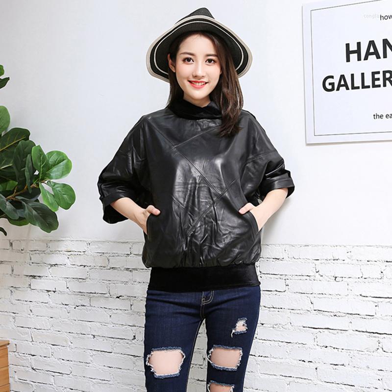 Women's Leather Genuine Spliced Women Cotton Oversized Loose Pullover Jacket Batwing Sleeve Real Baggy Coat Female Clothes, Black
Women's Leather Genuine Spliced Women Cotton Oversized Loose Pullover Jacket Batwing Sleeve Real Baggy Coat Female Clothes, Black