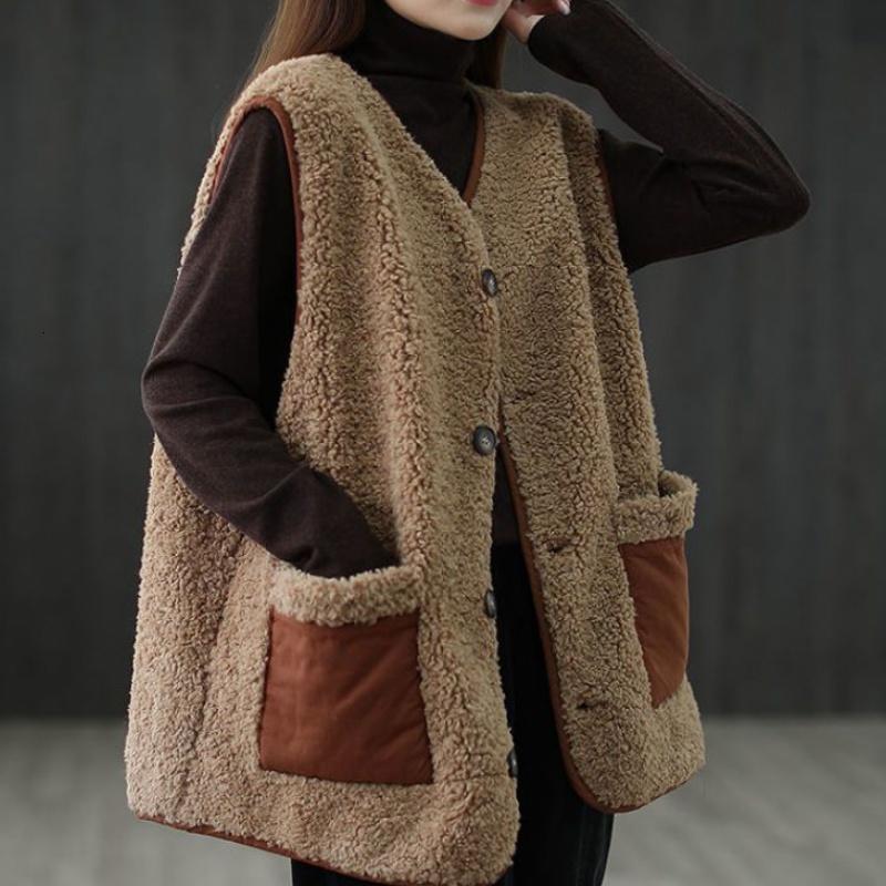 Women's Vests Arrival Winter Women Korean Style Casual Loose Sleeveless Vneck Vest Cotton Pocket Patchwork Single Breasted Coats P131 221114, Khaki
Women's Vests Arrival Winter Women Korean Style Casual Loose Sleeveless Vneck Vest Cotton Pocket Patchwork Single Breasted Coats P131 221114, Khaki