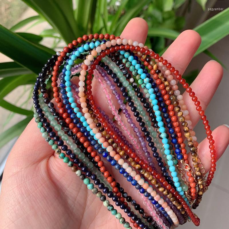 Choker 3mm Small Round Beads Necklaces Women Short Collar Natural Stone Amethysts Pink Quartz Lapis Turquoises Crystal Necklace
Choker 3mm Small Round Beads Necklaces Women Short Collar Natural Stone Amethysts Pink Quartz Lapis Turquoises Crystal Necklace
