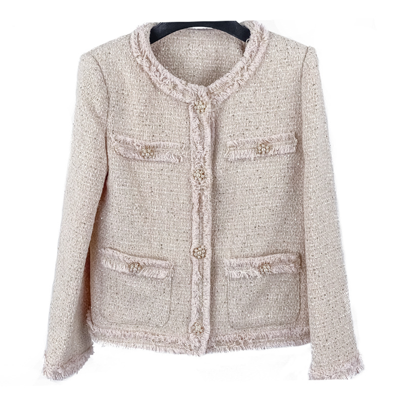 2022 Autumn Pink Solid Color Contrast Trim Tweed Jacket Long Sleeve Round Neck Sequins Single-Breasted Jackets Coat Short Outwear A2N086365
2022 Autumn Pink Solid Color Contrast Trim Tweed Jacket Long Sleeve Round Neck Sequins Single-Breasted Jackets Coat Short Outwear A2N086365