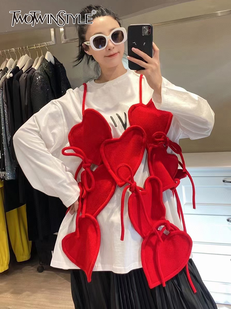 Women's Vests TWOTWINSTYLE Casual Vest For Women V Neck Sleeveless Patchwork Heart Cut Out Solid Female Fashion Clothing Style 221114, Red
Women's Vests TWOTWINSTYLE Casual Vest For Women V Neck Sleeveless Patchwork Heart Cut Out Solid Female Fashion Clothing Style 221114, Red