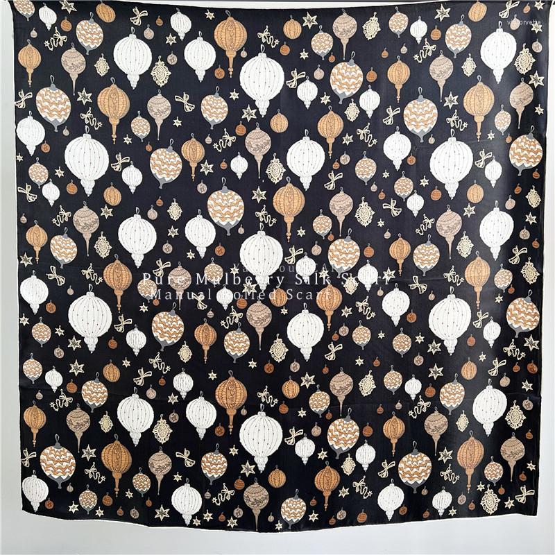 Scarves Pure Mulberry Silk Scarf 110 Women Natural Square Bandana Hair Shawls Luxury Neck Head Hem Rolling Edges H Scarfs Stole