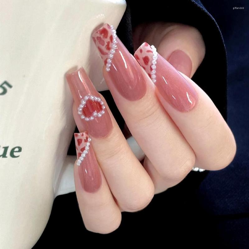 False Nails Long Coffin With Butterfly Wearable Leopard Print Heart Pearl Decorative Press On Fashion Girl Manicure Tips, Only 1sheet nails
False Nails Long Coffin With Butterfly Wearable Leopard Print Heart Pearl Decorative Press On Fashion Girl Manicure Tips, Only 1sheet nails