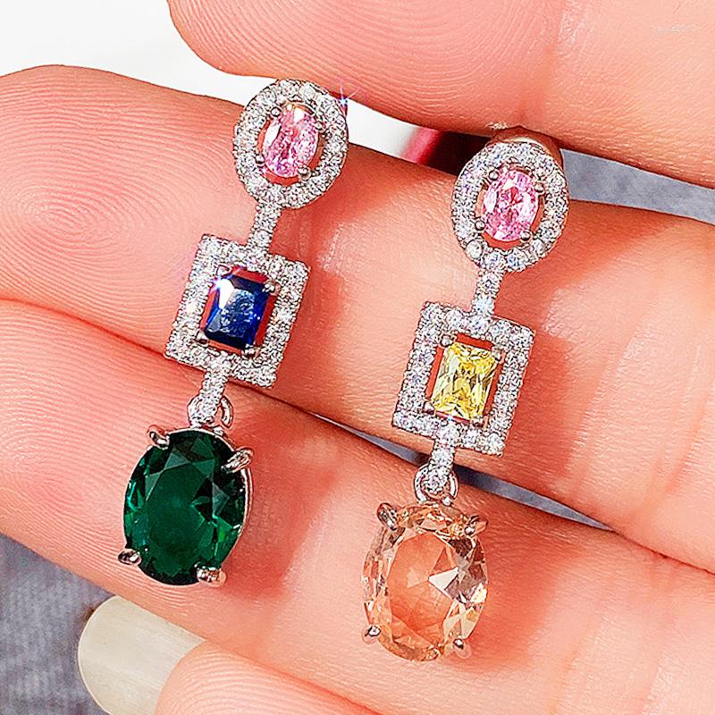 Dangle Earrings Fashion Luxury Colorful For Women Bright Pink/Yellow/Blue/Green/White CZ Aesthetic Wedding Jewelry Delicate Gift
Dangle Earrings Fashion Luxury Colorful For Women Bright Pink/Yellow/Blue/Green/White CZ Aesthetic Wedding Jewelry Delicate Gift