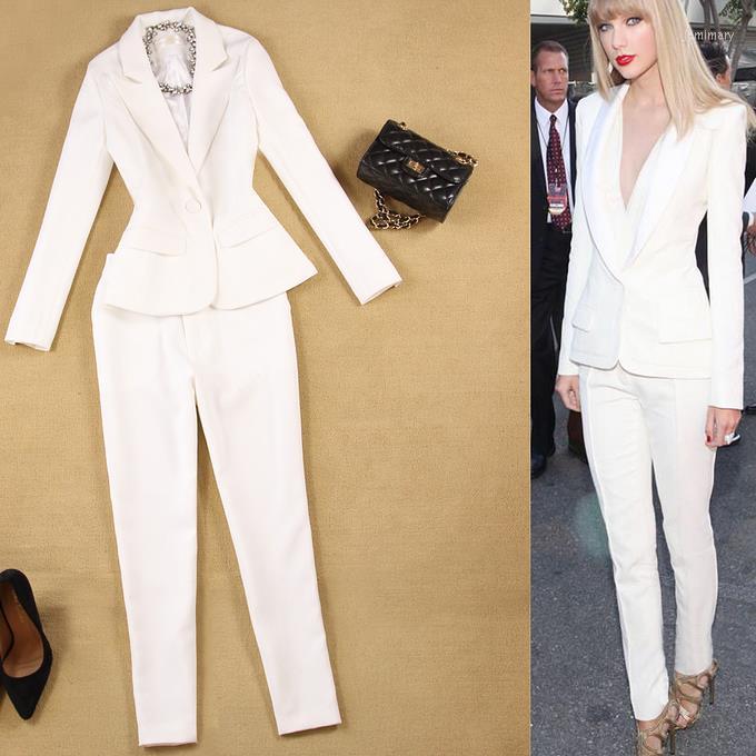 Women' Two Piece Pants White Women Suit Sets Blazer Ankle Length Work Suits 2 Office Lady Ol
Women' Two Piece Pants White Women Suit Sets Blazer Ankle Length Work Suits 2 Office Lady Ol