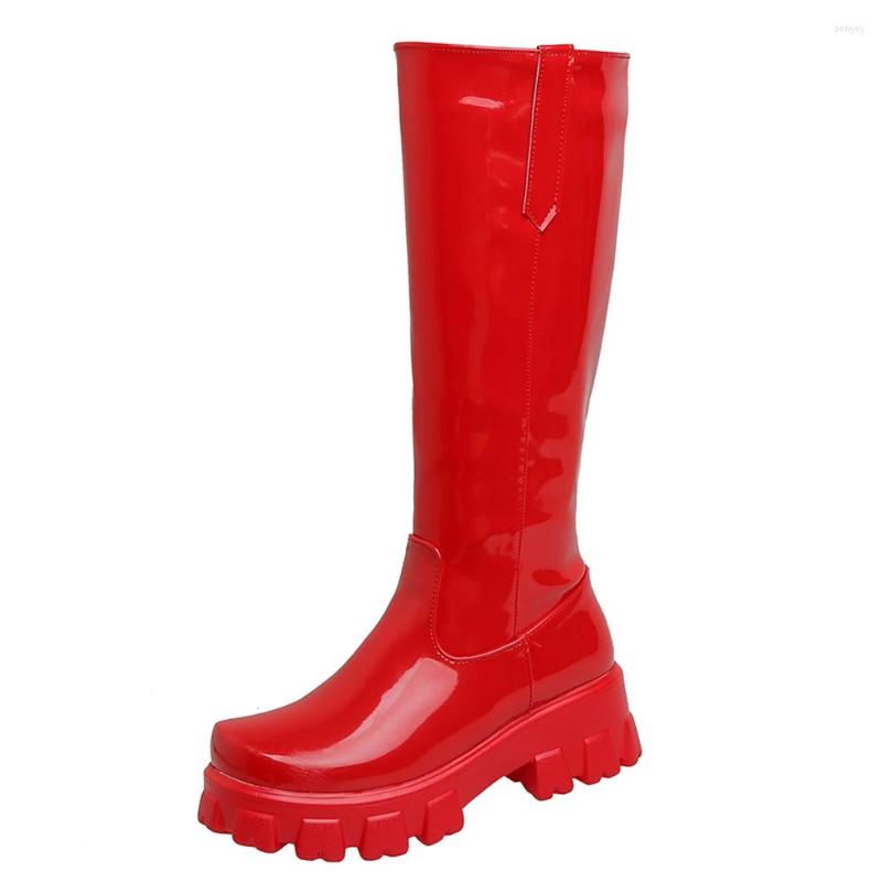 Boots Bright Leather High Waterproof Platform Inner Heightened Round Toe Over The Knee-Length Patent Flat Heel, Black
Boots Bright Leather High Waterproof Platform Inner Heightened Round Toe Over The Knee-Length Patent Flat Heel, Black