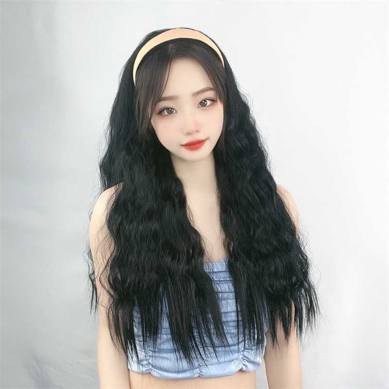 Women's Hair Wigs Lace Synthetic Summer Band Women's Long Half Cap Shake Tone Fast Hand Same Wool Curly Hair Wig Piece, Black wig
Women's Hair Wigs Lace Synthetic Summer Band Women's Long Half Cap Shake Tone Fast Hand Same Wool Curly Hair Wig Piece, Black wig