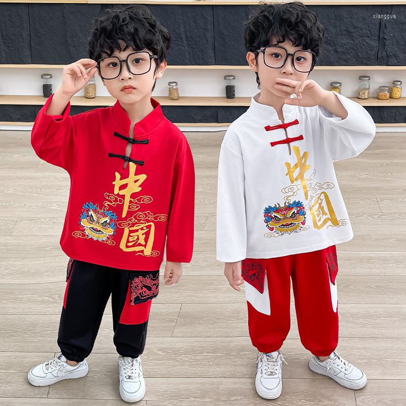 Ethnic Clothing 2PC Chinese Style Fashion Boys Suit Antumn Tang Hanfu Red White Cotton T Shirt Year Birthday Gift Costume
Ethnic Clothing 2PC Chinese Style Fashion Boys Suit Antumn Tang Hanfu Red White Cotton T Shirt Year Birthday Gift Costume