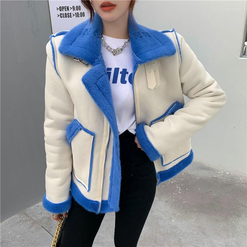 Women' Leather Motorcycle BF Matte Suede Plus Plush Liner Coat Imitation Mink Fluffy Stand-up Collar Velvet PU Bomber Jacket Cardigan Tops, Blue
Women' Leather Motorcycle BF Matte Suede Plus Plush Liner Coat Imitation Mink Fluffy Stand-up Collar Velvet PU Bomber Jacket Cardigan Tops, Blue
