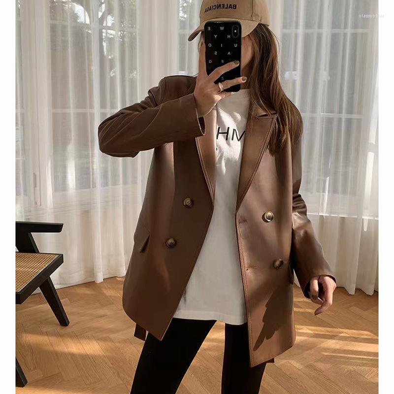 Women' Leather Spring Genuine Suit Sheepskin Loose Jacket Mid Length Windbreaker Female Fashion, Black
Women' Leather Spring Genuine Suit Sheepskin Loose Jacket Mid Length Windbreaker Female Fashion, Black
