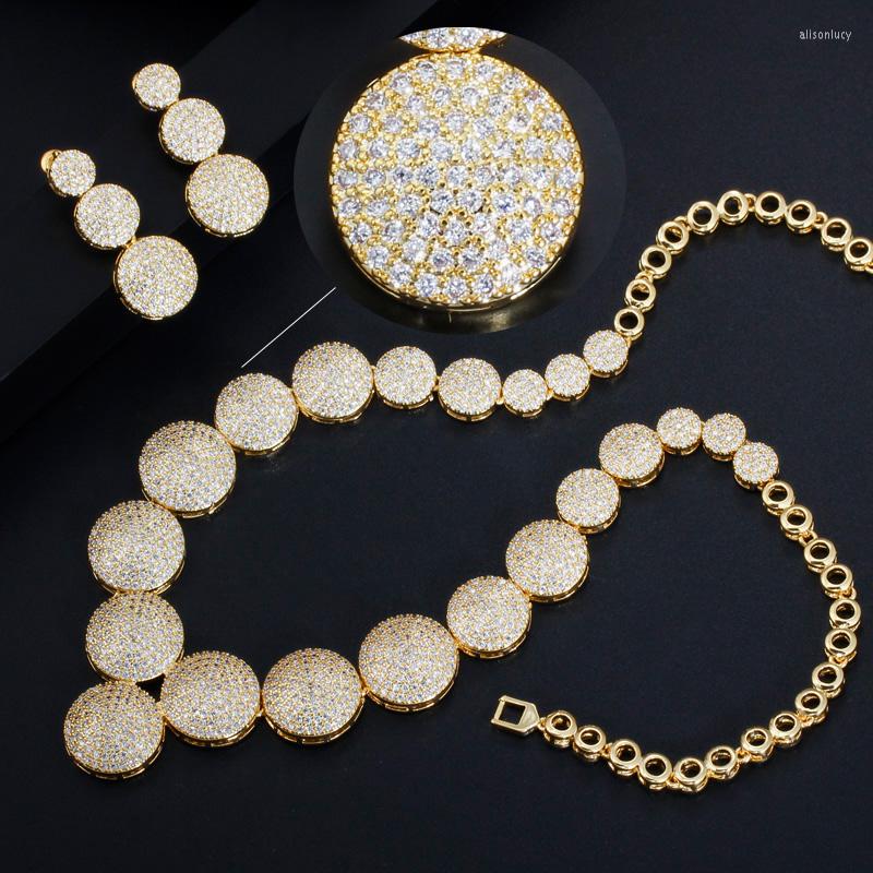 Necklace Earrings Set CWWZircons Micro Pave CZ Stones Yellow Gold Color Bridal Wedding Choker Costume For Brides T348, Picture shown
Necklace Earrings Set CWWZircons Micro Pave CZ Stones Yellow Gold Color Bridal Wedding Choker Costume For Brides T348, Picture shown