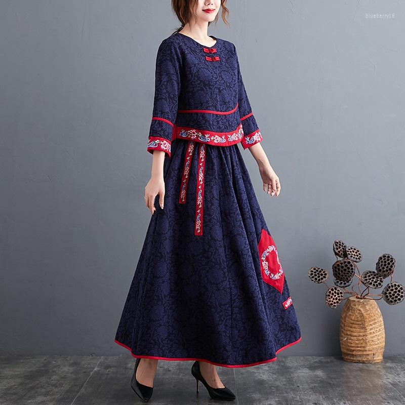 Ethnic Clothing Traditional Chinese Style Women Suit Elegant Navy Blue Tops And Skirt Linen National Vintage 2 Peice Set 12721
Ethnic Clothing Traditional Chinese Style Women Suit Elegant Navy Blue Tops And Skirt Linen National Vintage 2 Peice Set 12721