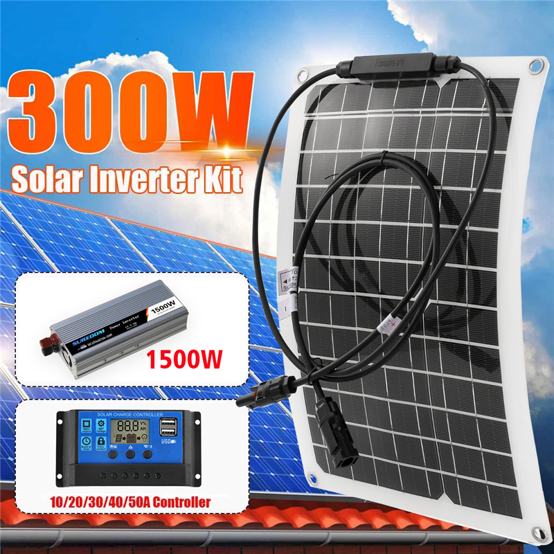 Other Electronics 1500W Solar Power System Kit Battery Charger 300W Solar Panel 1060A Charge Controller Complete Power Generation Home Grid Camp 22110
