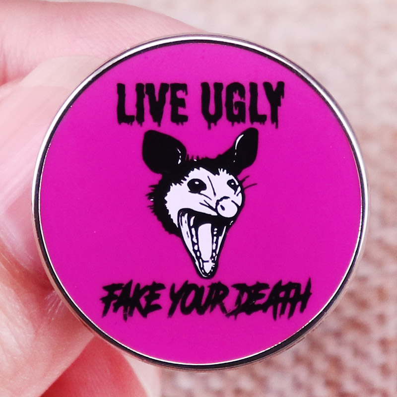 Live Ugly Fake Your Death Badge Retro Purple Button Brooch Gift for Opossum Lovers, As picture
Live Ugly Fake Your Death Badge Retro Purple Button Brooch Gift for Opossum Lovers, As picture