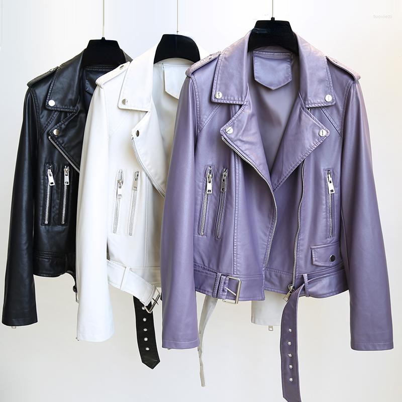Women's Leather Autumn Womens Collar PU Belt Motorcycle Short Jacket Purple Beige Black
Women's Leather Autumn Womens Collar PU Belt Motorcycle Short Jacket Purple Beige Black