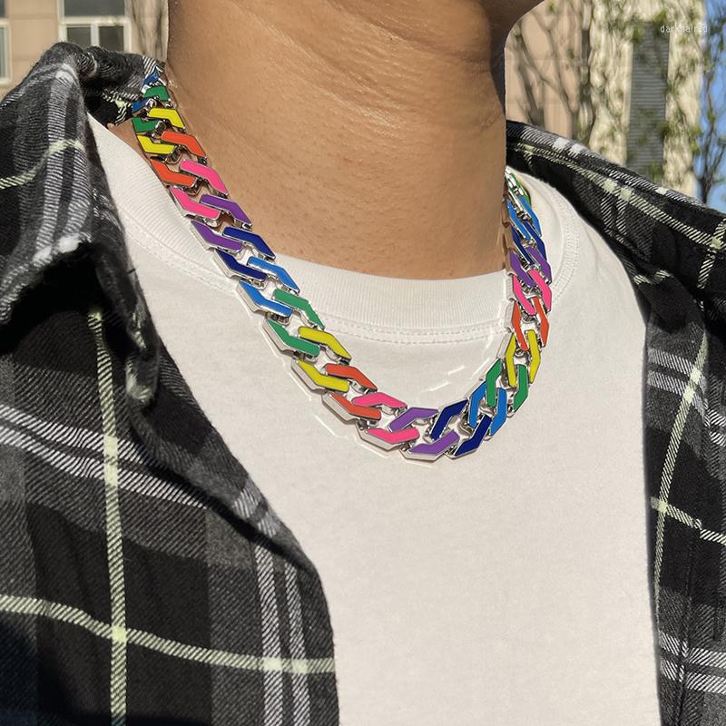Chains Colorful Rainbow Iced Out Cuban Link Men Necklaces Geometric Enamel Hip-hop Chokers Jewelry Silver Gold Color For Women
Chains Colorful Rainbow Iced Out Cuban Link Men Necklaces Geometric Enamel Hip-hop Chokers Jewelry Silver Gold Color For Women