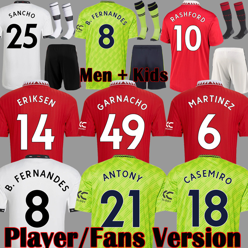 22 23 ANTONY CASEMIRO MARTINEZ ERIKSEN soccer jerseyS GARNACHO RASHFORD 2022 2023 SANCHO B. FERNANDES FRED MancHEstErS MANS UTDS football shirt kit set Uniforms 2157, Player version pl away
22 23 ANTONY CASEMIRO MARTINEZ ERIKSEN soccer jerseyS GARNACHO RASHFORD 2022 2023 SANCHO B. FERNANDES FRED MancHEstErS MANS UTDS football shirt kit set Uniforms 2157, Player version pl away