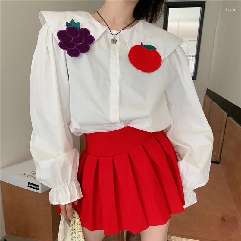 Women's Blouses Casual Women Blusas Harajuku Grape Apple Doll Collar Shirts Female Flare Long Sleeve Vintage White Button Up Mujer
Women's Blouses Casual Women Blusas Harajuku Grape Apple Doll Collar Shirts Female Flare Long Sleeve Vintage White Button Up Mujer