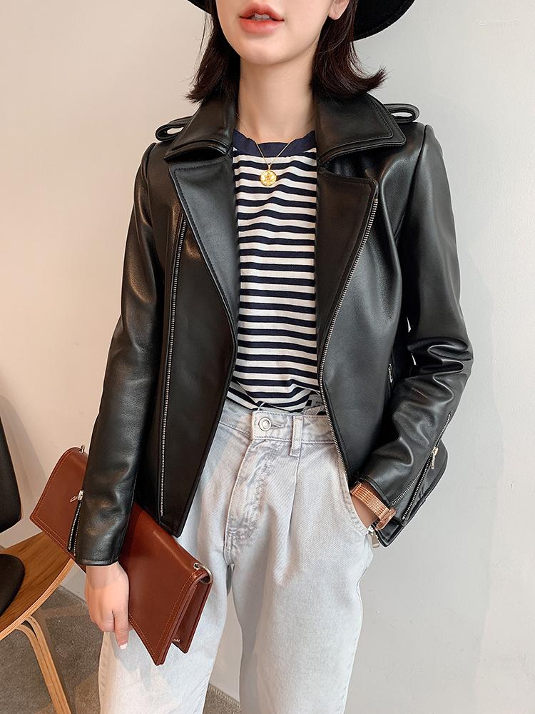 Women' Leather Short Real Women Black Genuine Coat Sheepskin Motorcycle Spring Autumn Jacket Cuero Genuino 28D25 Pph444
Women' Leather Short Real Women Black Genuine Coat Sheepskin Motorcycle Spring Autumn Jacket Cuero Genuino 28D25 Pph444