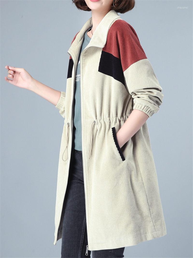 Women's Trench Coats Corduroy Windbreaker For Women Clothing 2022 Spring Autumn Loose Stitching Color Female Casual Coat Aq143, Green
Women's Trench Coats Corduroy Windbreaker For Women Clothing 2022 Spring Autumn Loose Stitching Color Female Casual Coat Aq143, Green