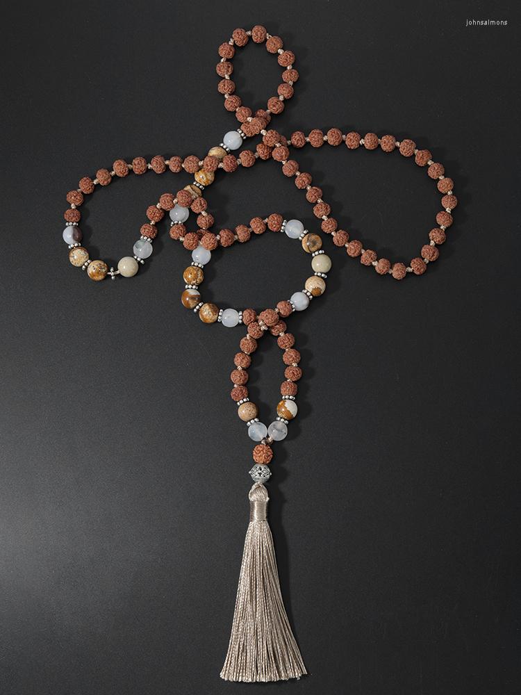 Pendant Necklaces OAIITE 108 Malas Necklace Natural Stone Rudraksha Beads Handmade Knot Tassel Prayer Yoga Jewelry
Pendant Necklaces OAIITE 108 Malas Necklace Natural Stone Rudraksha Beads Handmade Knot Tassel Prayer Yoga Jewelry